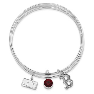 MLB Boston Red Sox Red Crystal Slip On Charm Triple Bracelet Set