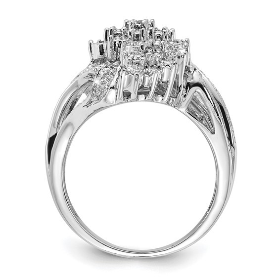 Sterling Silver Polished Fancy CZ Cluster Ring