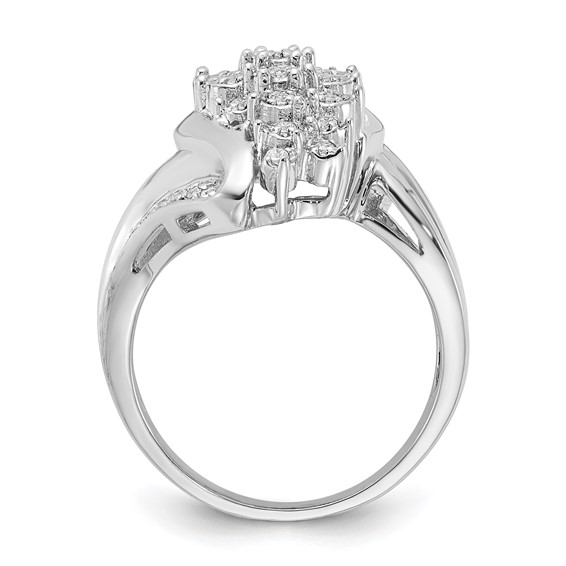 Sterling Silver Polished Fancy CZ Cluster Ring