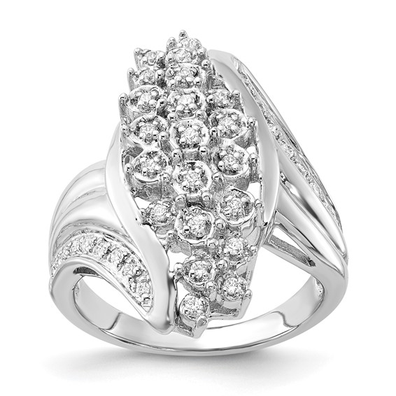 Sterling Silver Polished Fancy CZ Cluster Ring