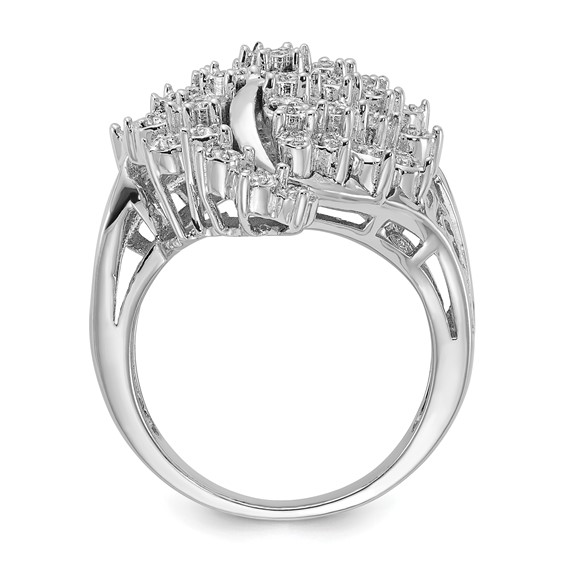 Sterling Silver Polished Fancy CZ Cluster Ring