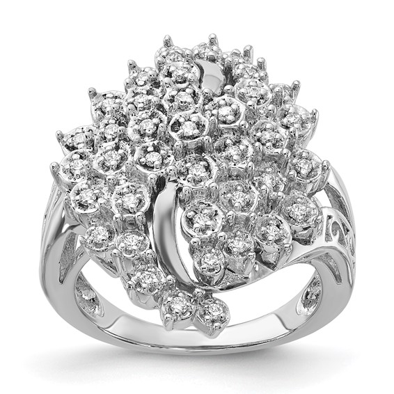 Sterling Silver Polished Fancy CZ Cluster Ring