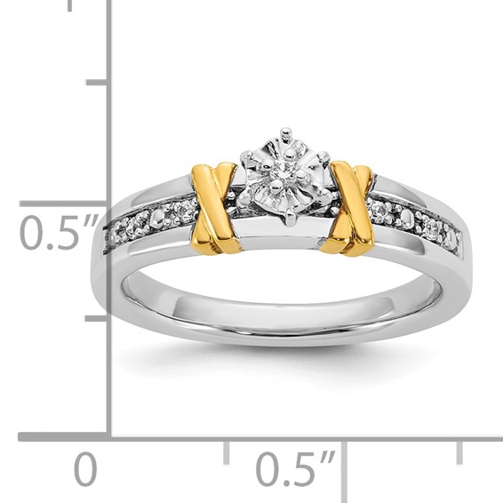 Sterling Silver Gold plated CZ Engagement Ring Only