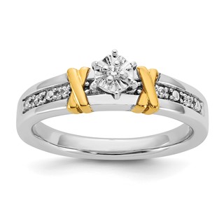 Sterling Silver Gold plated CZ Engagement Ring Only