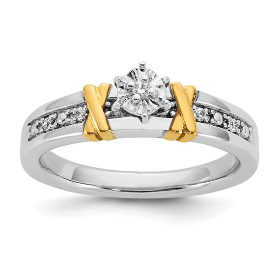 Sterling Silver Gold plated CZ Engagement Ring Only