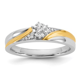 Sterling Silver Gold plate CZ Wedding Ring