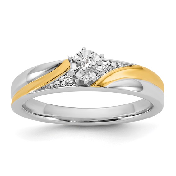 Sterling Silver Gold plate CZ Wedding Ring