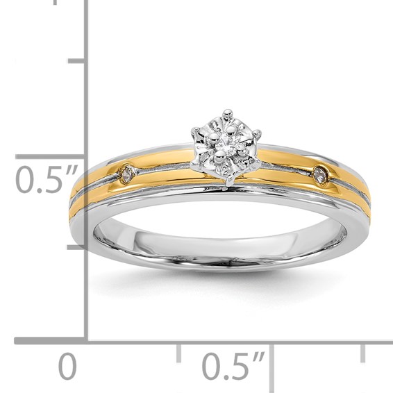 Sterling Silver Gold plate CZ Engagement Ring