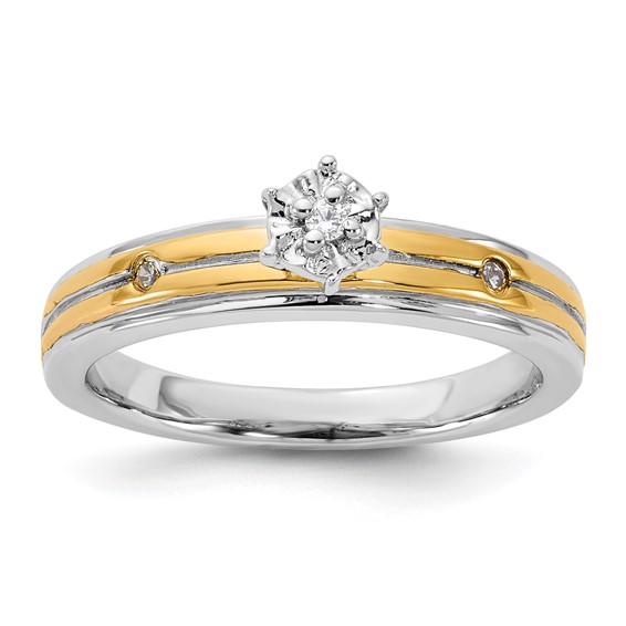 Sterling Silver Gold plate CZ Engagement Ring