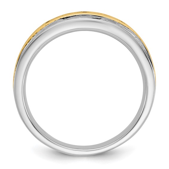 Sterling Silver Gold plate CZ Mens Wedding Band