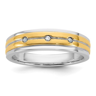 Sterling Silver Gold plate CZ Mens Wedding Band