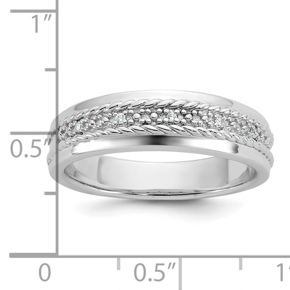 Sterling Silver CZ Mens Band