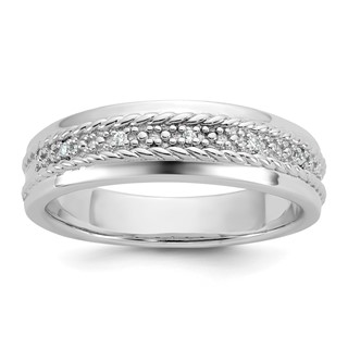 Sterling Silver CZ Mens Band