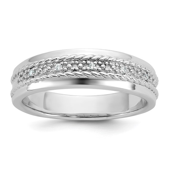 Sterling Silver CZ Mens Band