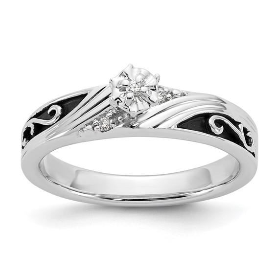 Sterling Silver CZ Womens Engagement Ring