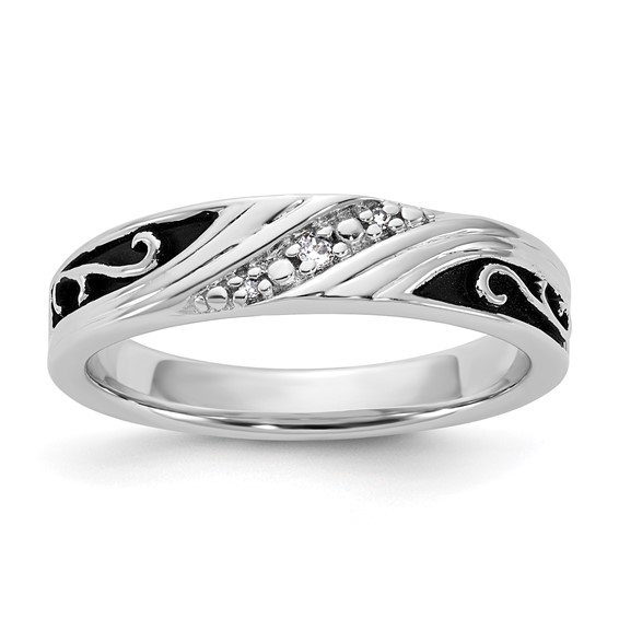 Sterling Silver CZ Womens Wedding Band