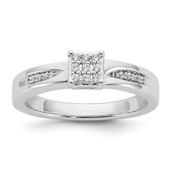 Sterling Silver CZ Womens Engagement Ring
