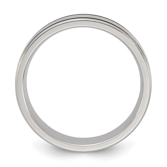 Titanium Polished & Brushed 5mm Double Grooved Men's Band