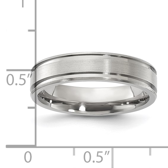Titanium Polished & Brushed 5mm Double Grooved Men's Band