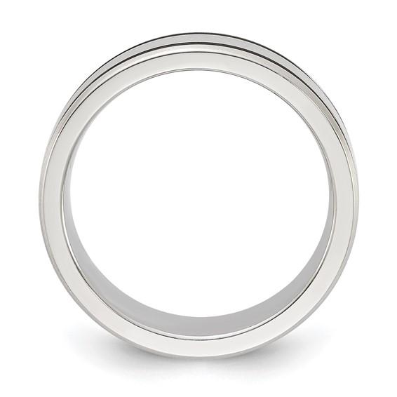 Titanium Polished & Brushed 7mm Double Grooved Men's Band