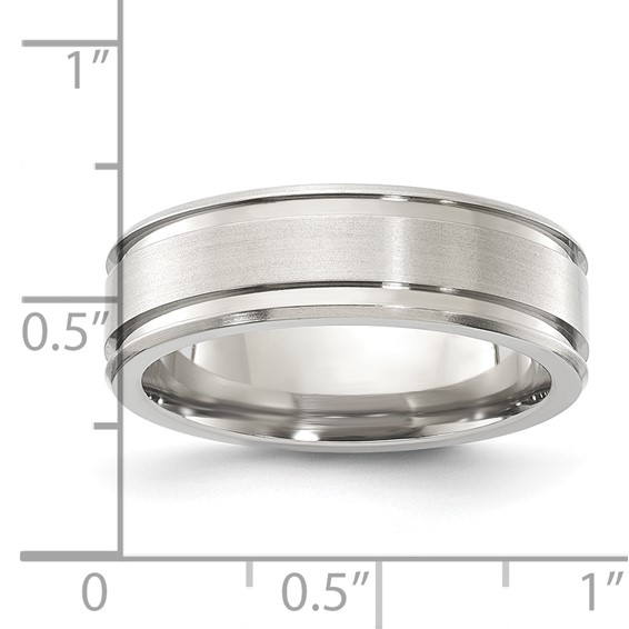 Titanium Polished & Brushed 7mm Double Grooved Men's Band
