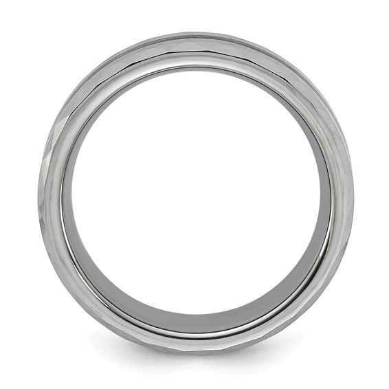 Tungsten Carbide Polished Brushed & Faceted 8mm Men's Band