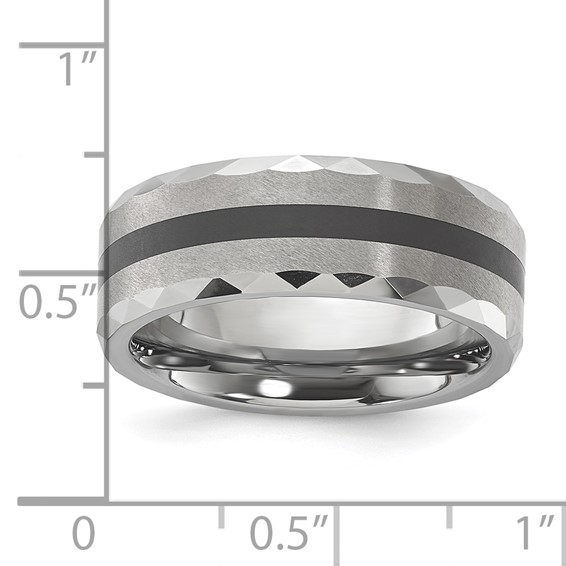 Tungsten Carbide Polished Brushed & Faceted 8mm Men's Band