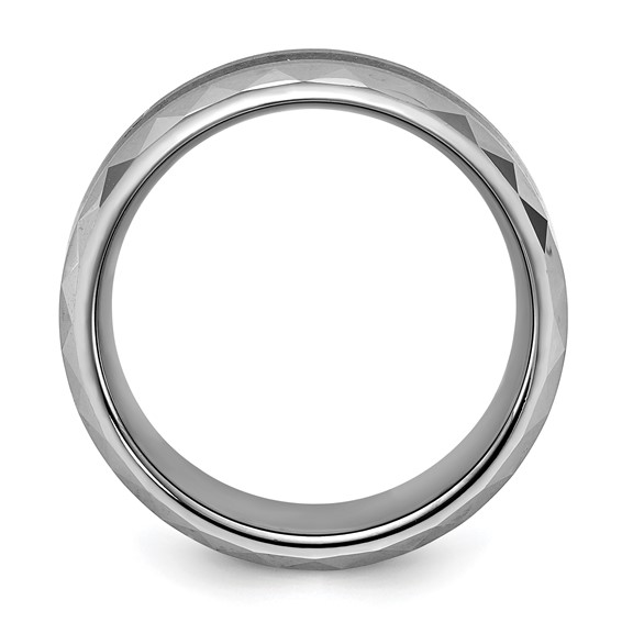 Tungsten Carbide Polished Brushed & Faceted 8mm Men's Band