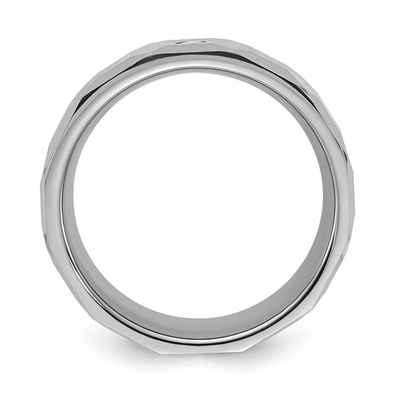 Tungsten Carbide Polished & Faceted Diamond 8MM Men's Ring