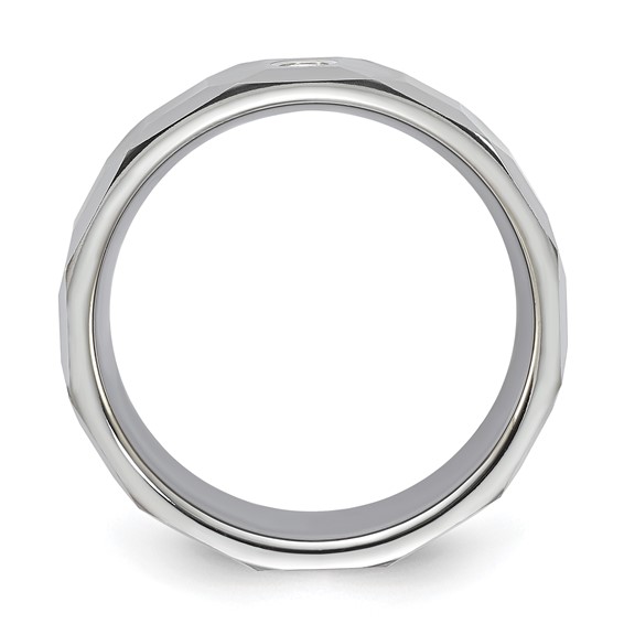 Tungsten Carbide Polished & Faceted Diamond 8mm Men's Ring
