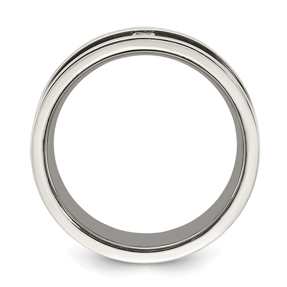 Titanium & Sterling Silver Blue-tone CZ Men's Ring