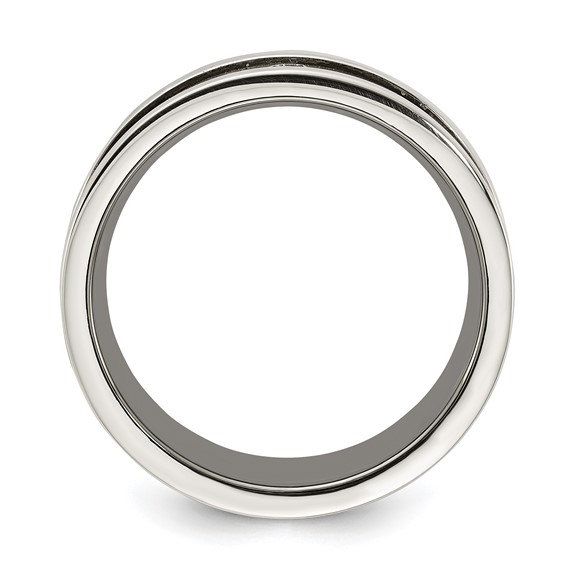 Titanium & Sterling Silver Gold-tone CZ Men's Ring