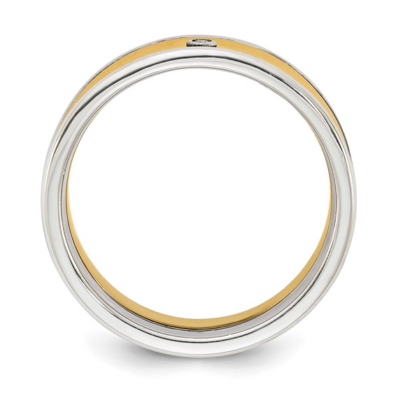 Titanium & Gold-tone Polished CZ Men's Band