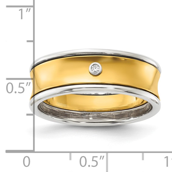 Titanium & Gold-tone Polished CZ Men's Band