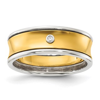 Titanium & Gold-tone Polished CZ Men's Band