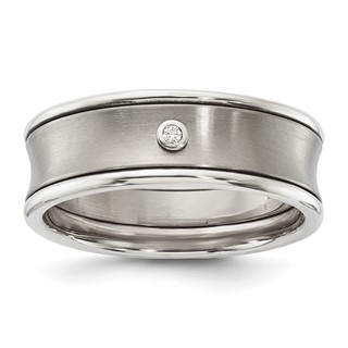 Titanium Polished & Brushed CZ Men's Ring