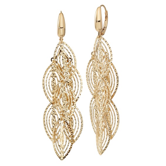 14k Polished and D/C Dangle Earrings