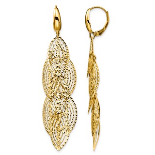 14k Polished and D/C Dangle Earrings