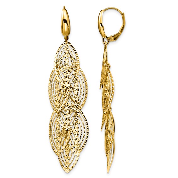 14k Polished and D/C Dangle Earrings