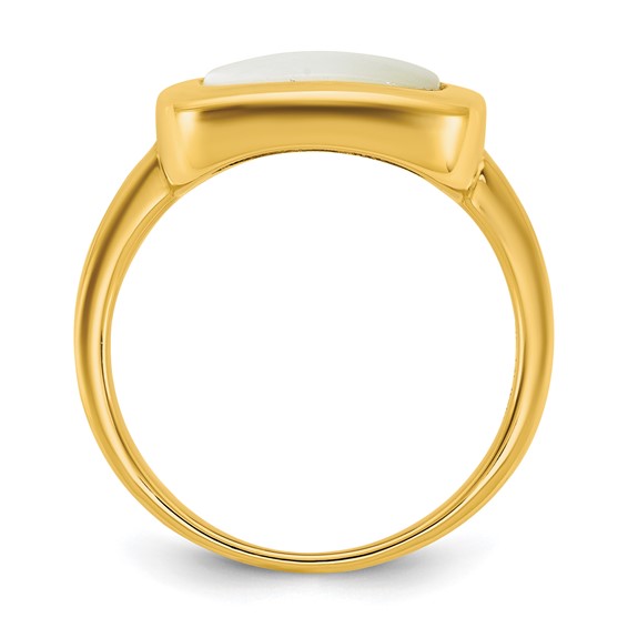 14k Polished Square Mother Of  Pearl Ring