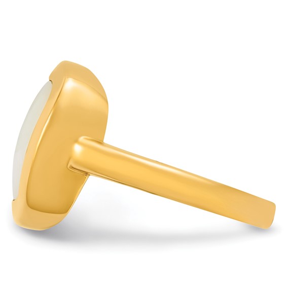 14k Polished Square Mother Of  Pearl Ring