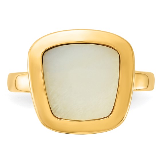 14k Polished Square Mother Of  Pearl Ring