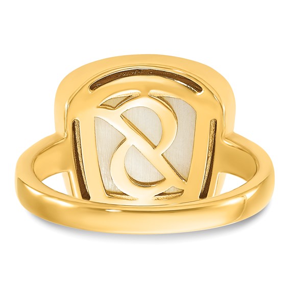 14k Polished Square Mother Of  Pearl Ring