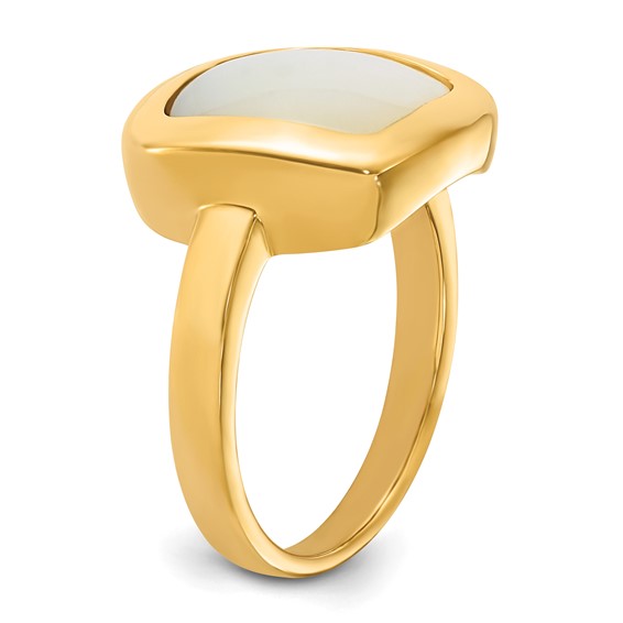 14k Polished Square Mother Of  Pearl Ring