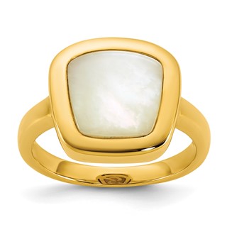 14k Polished Square Mother Of  Pearl Ring