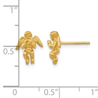 14K Yellow Gold Polished Diamond-Cut Angel Post Earrings view 4