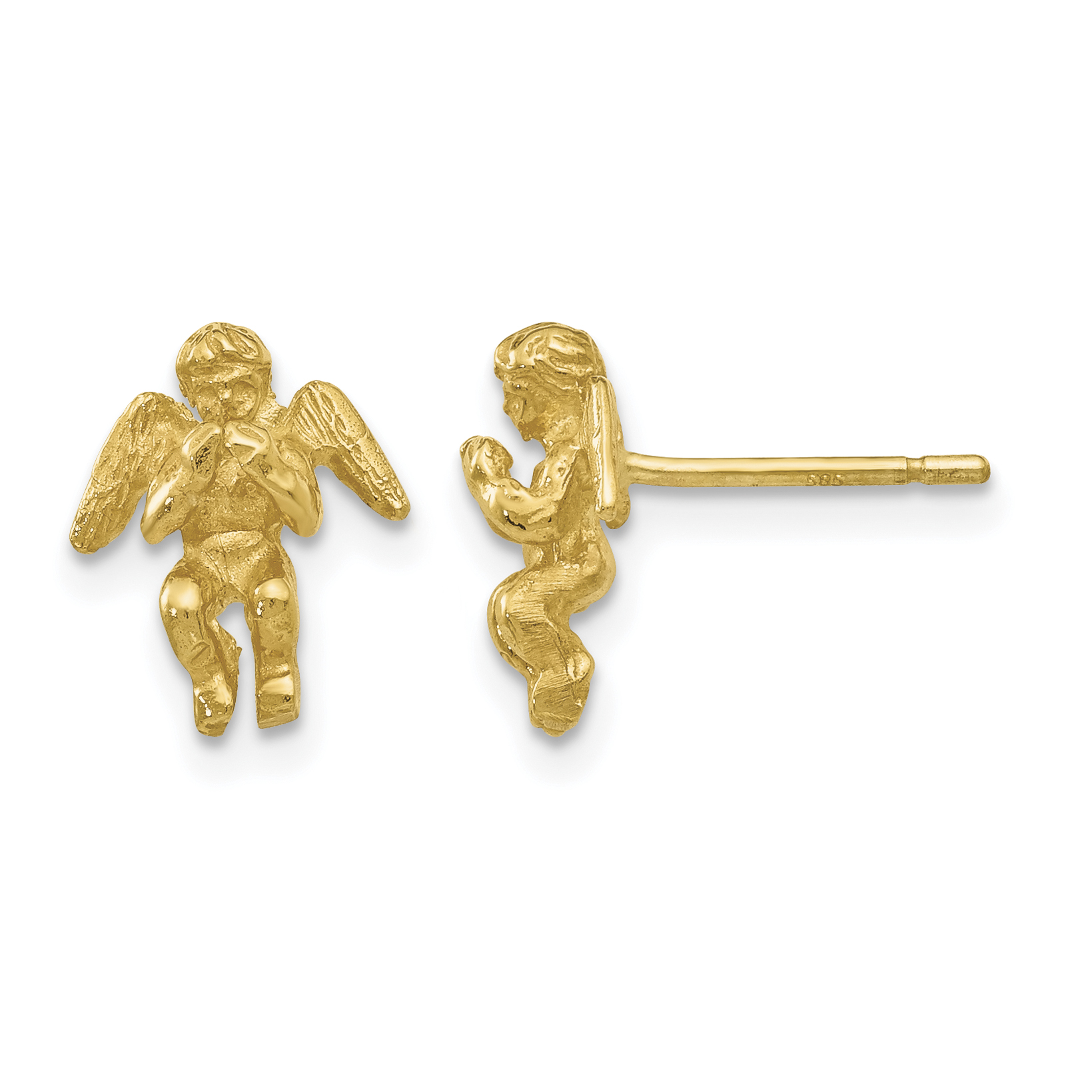 14k Polished & Diamond-Cut Angel Earrings (S1110)