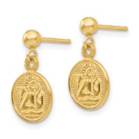 14K Yellow Gold Polished Raphael Angel Disc Dangle Post Earrings view 2