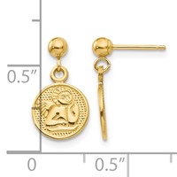 14K Yellow Gold Polished Raphael Angel Disc Dangle Post Earrings view 4