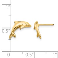 14K Yellow Gold Dolphin Post Earrings view 4